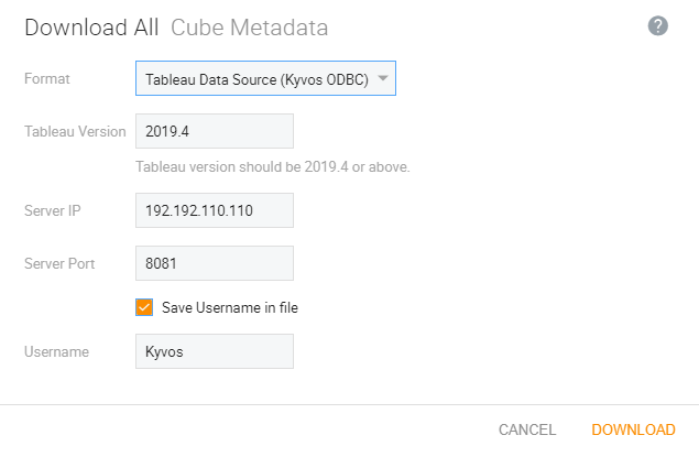 Creating a TDS file from Kyvos Web Portal